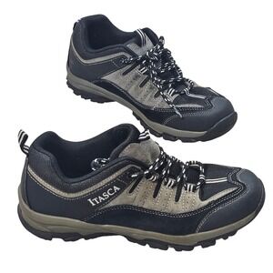 Itasca Black Grey Leather Hiking Shoes Trail Sneakers 451050 Men's 7.5 Women's 9